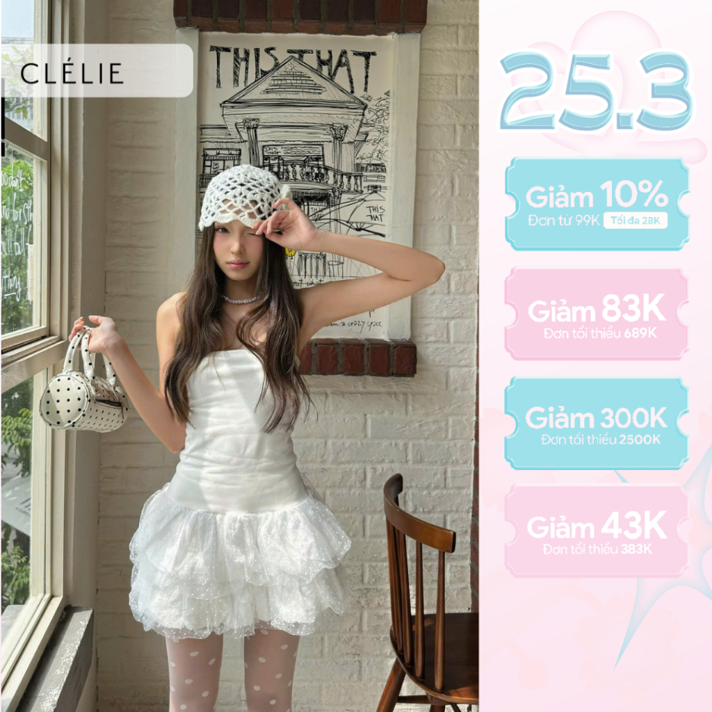 Đầm bí cúp ngực 2 tầng chấm bi | FIONA DRESS - CLÉLIE