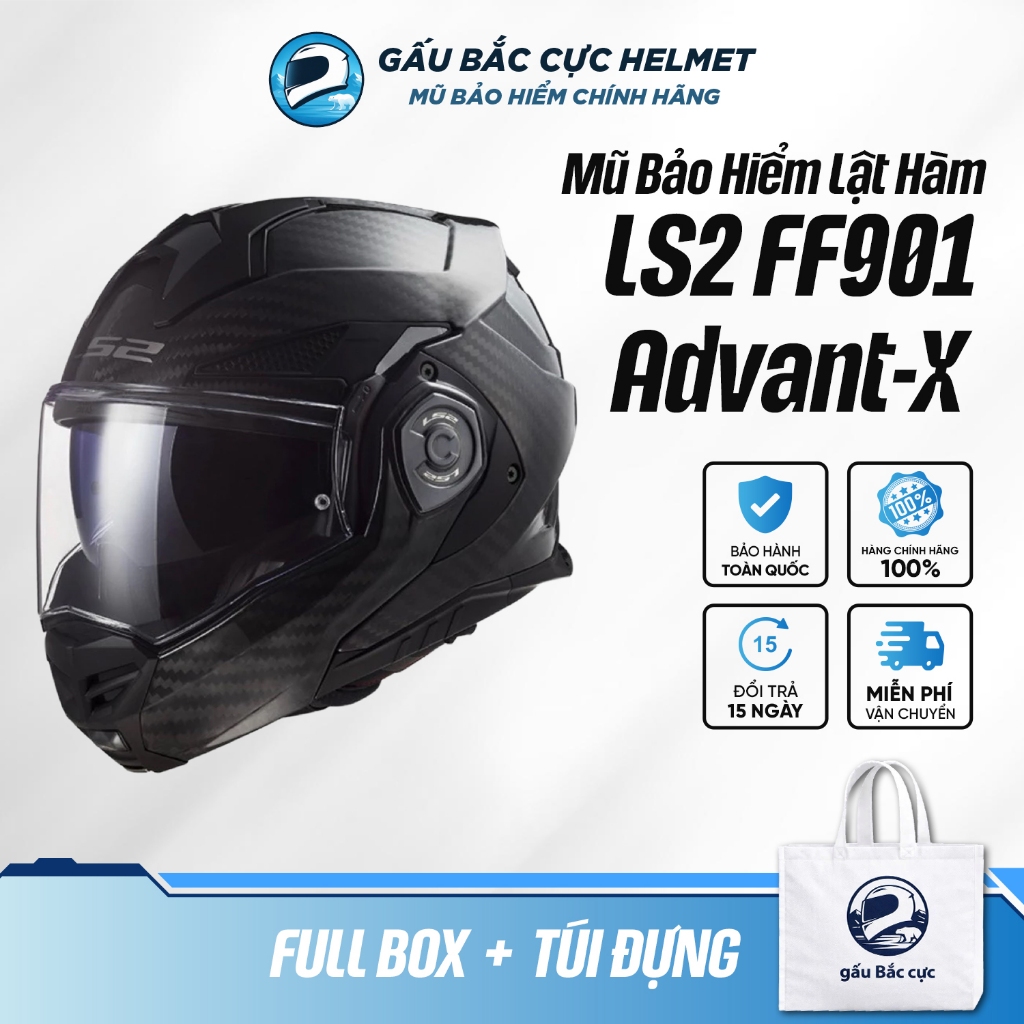 Mũ Bảo Hiểm Lật Hàm LS2 FF901 Advant-X Carbon Cao Cấp Hàng Chính Hãng , Chuẩn ECE 22.06
