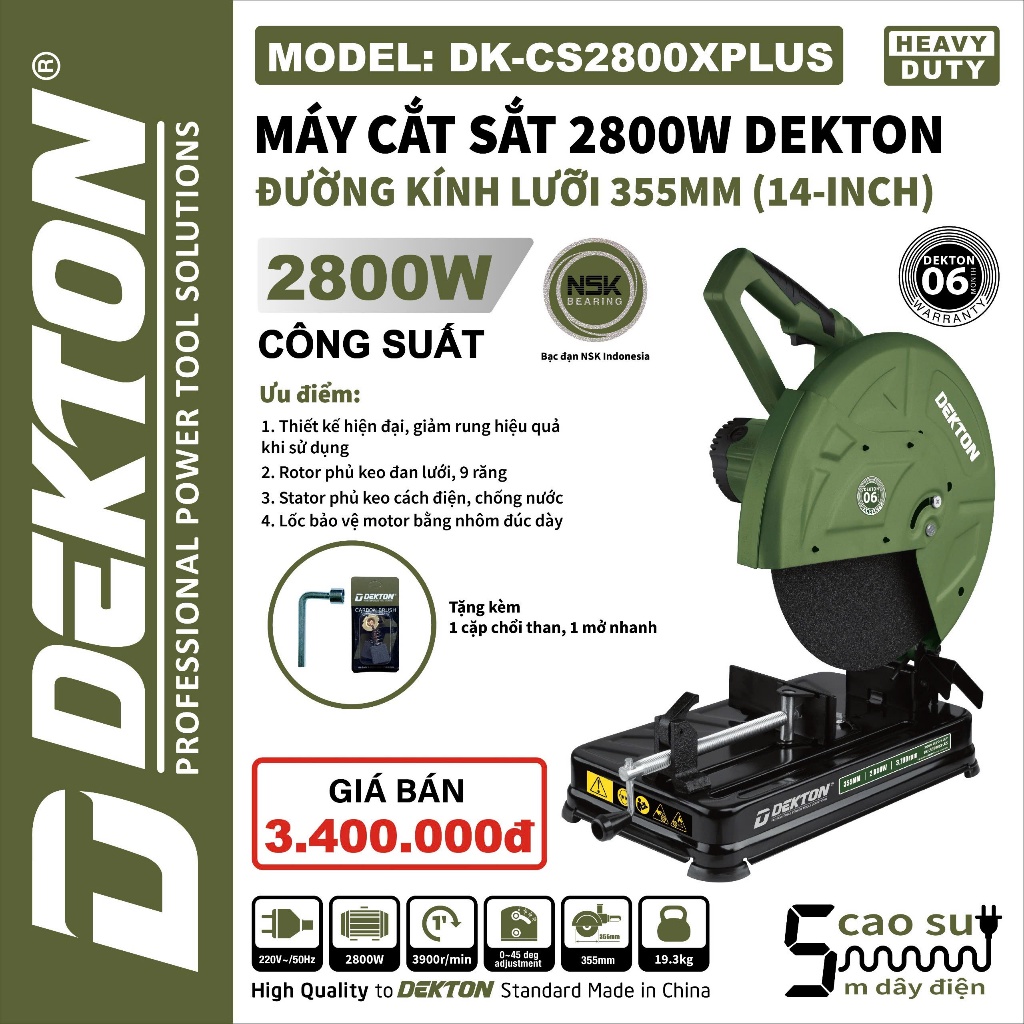 [💥New 2026] Máy Cắt Sắt Bàn 2400W-2800W Dekton DK-CS2800XPLUS/CS2400XPRO/CS2700XPROMAX/CS2700XPRO