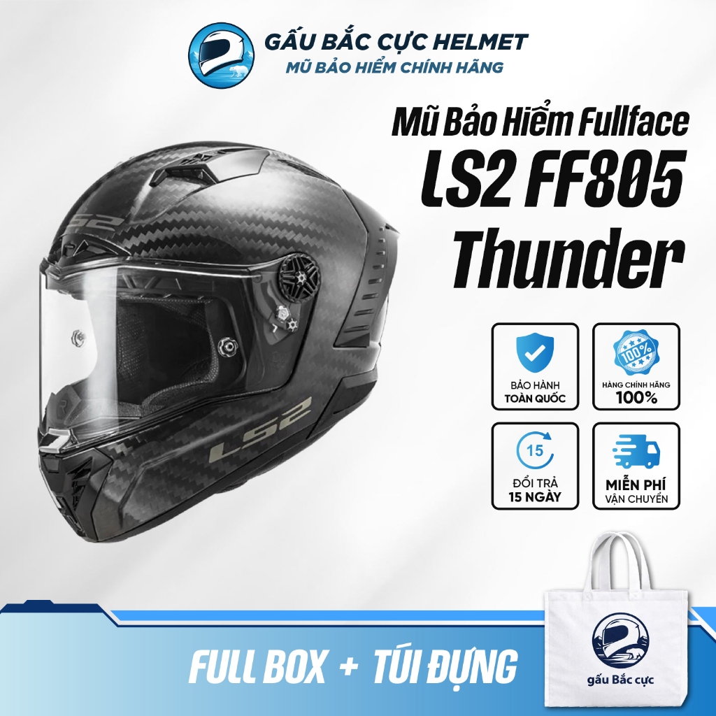 Mũ Bảo Hiểm Fullface LS2 FF805 Thunder FIM Full Carbon Chính Hãng, Pinlock, Siêu Nhẹ Chuẩn FIM