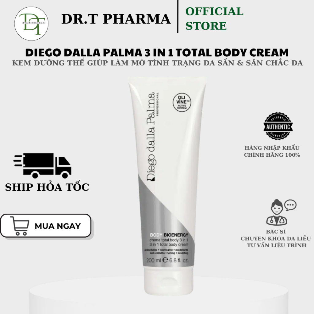 [HÀNG CÔNG TY] Diego Dalla Palma 3 IN 1 TOTAL BODY CREAM_ 200ML KEM DƯỠNG THỂ 3 TRONG 1