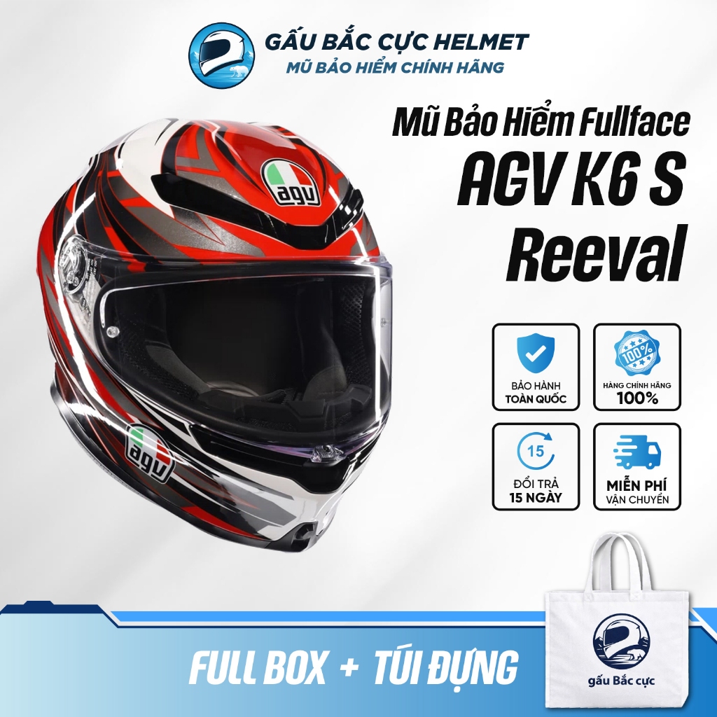 Mũ Bảo Hiểm Fullface AGV K6 Hàng Chính Hãng, Carbon Siêu Nhẹ, Pinlock MaxVision, Sport Touring, Đạt 
