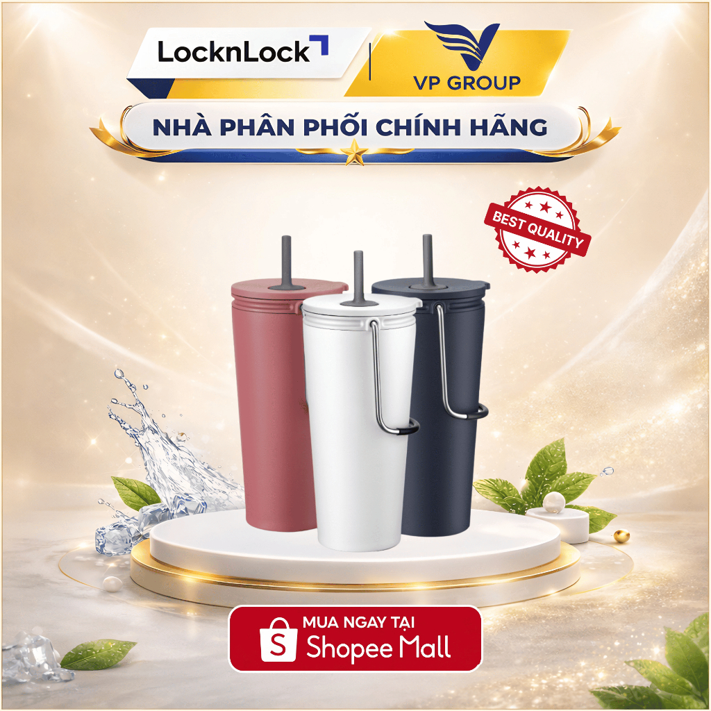Bình Giữ Nhiệt Có Ống Hút LocknLock Bucket Tumbler With Straw - 540ml - LHC4268