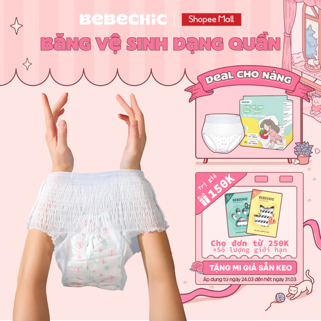 Băng Vệ Sinh Dạng Quần BEBECHIC Khô Thoáng Chống Tràn (Size Từ 30-90Kg)