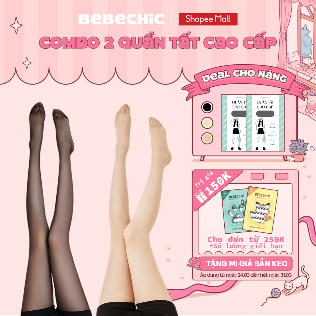 Combo 2 Quần Tất Tàng Hình Che Khuyết Điểm BT10 BEBECHIC Siêu Dai, Thon Gọn Chân (0D/5D/10D/15D/30D)
