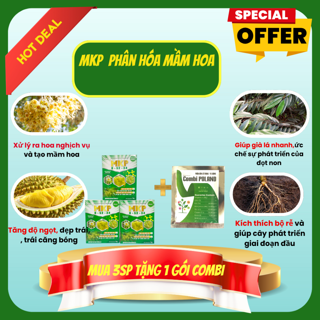 Phân bón cao cấp MKP 0-52-34 siêu ra hoa