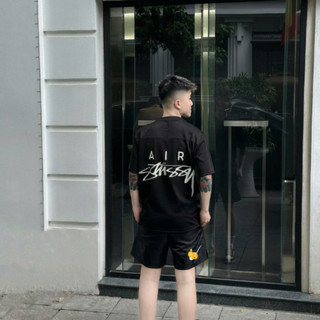 bộ quần áo nam stusy cổ tròn chất vải thoáng khí họa tiết sắc nét bộ quần áo nam đi biển