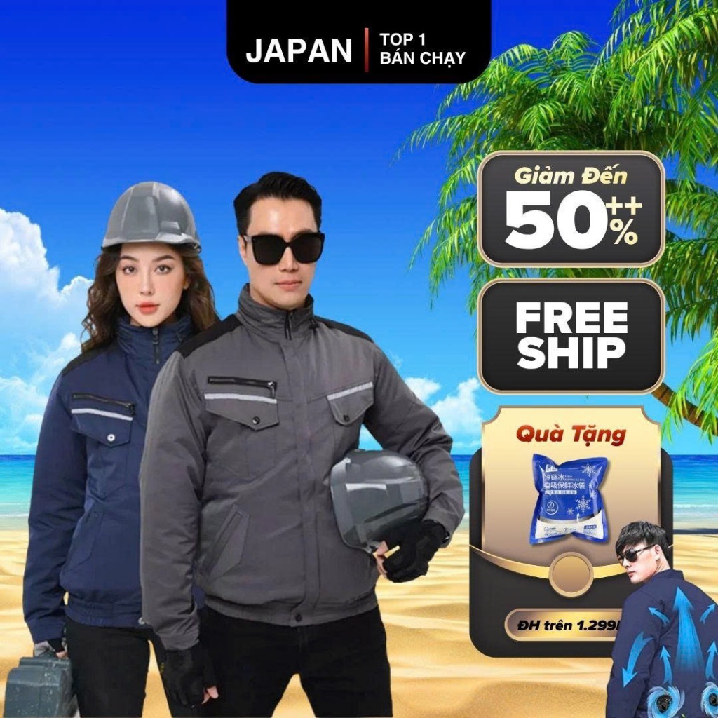 Áo điều hòa Nhật Bản kèm pin Japan 98000mAh – Quạt 9 cánh không chổi than, làm mát nhanh, bảo hành 12 tháng