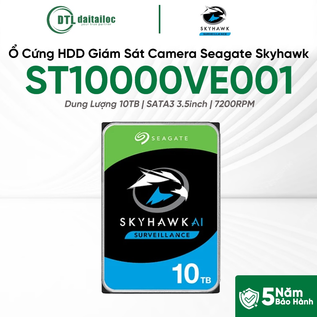 HDD Seagate Skyhawk Chính Hãng 10TB (ST10000VE001) | Chính Hãng | Bảo Hành 60 Tháng