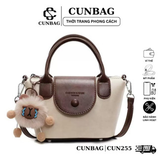 [Tặng Charm Gấu]Túi Xách Nữ Dáng Hộp "Luxe Pearl"   – Khóa Cài Kim Loại CUN255