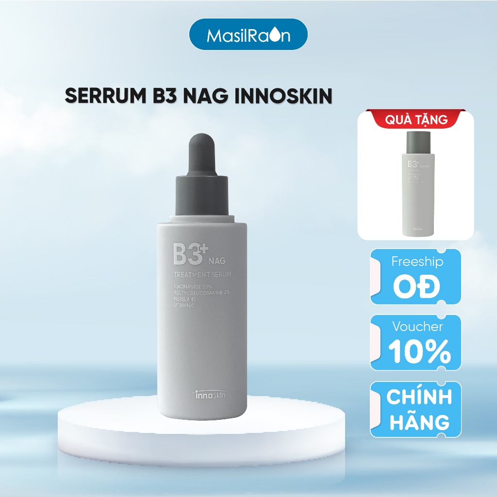Serum B3 NIA 20% NAG Treatment Inoskin Hàn Quốc 50ml Sáng Da, Kiềm Dầu (Tặng 1 Chai Toner B3 Blemish