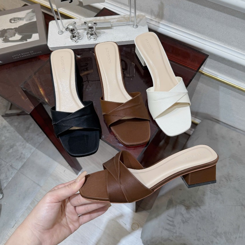 Min's Shoes - Guốc Sandal 3p Quai Ngang Cao Cấp S757