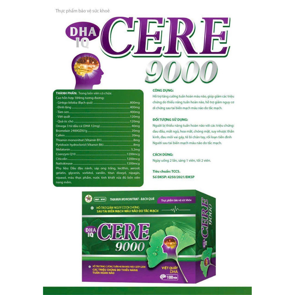 [CHÍNH HÃNG] Viên uống hỗ trợ hoạt huyết GINKO Biloba Cere BRAIN MAX (Hộp 60 viên) HHANH PHARMA