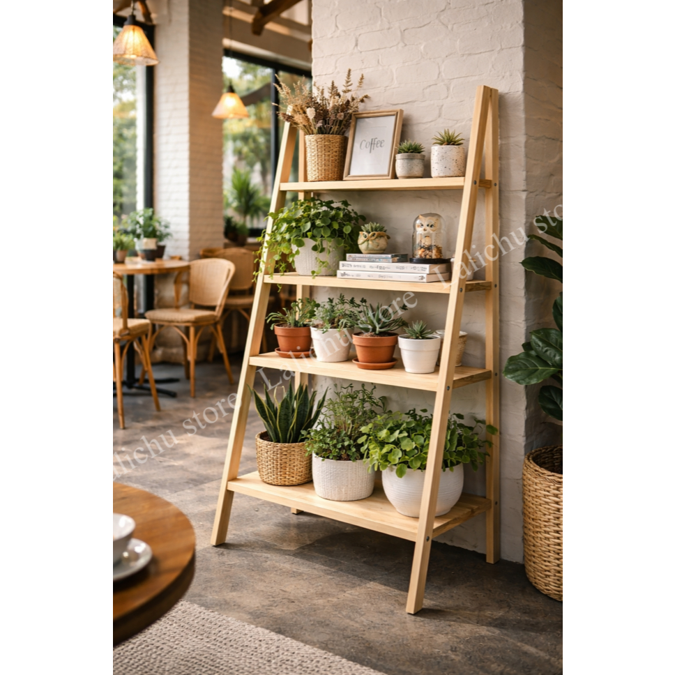 Kệ Gỗ Decor 4 Tầng Chữ A Kệ Để Cây Kệ Trưng Bày Đồ Trang Trí Nhỏ Gọn