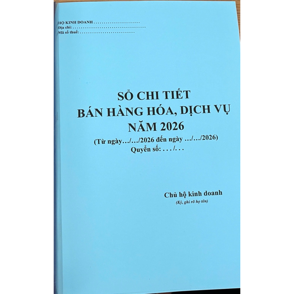 Sổ Chi Tiết Bán Hàng Hoá, Dịch Vụ năm 2026