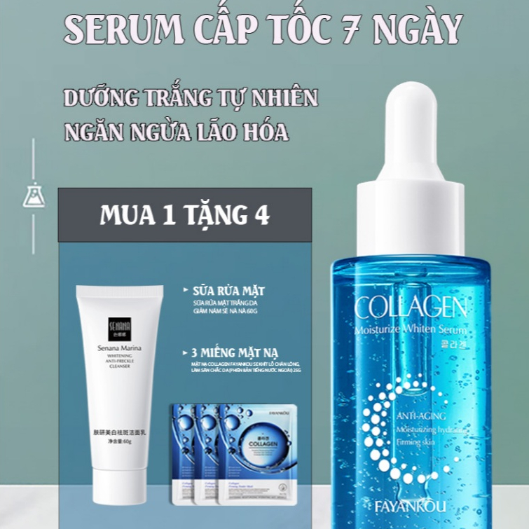 🔥 MUA 1 TẶNG 4 Serum Collagen Dưỡng Trắng Cấp Ẩm - Giảm Thâm Nám, Se Khít Lỗ Chân Lông - Vitamin C + HA - Cho Mọi Da