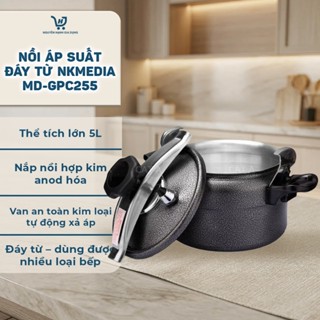 Nồi Áp Suất Gas Đáy Từ NKMedia MD-GPC255 - Dùng Mọi Loại Bếp, An Toàn, Tiện Dụng - 5L