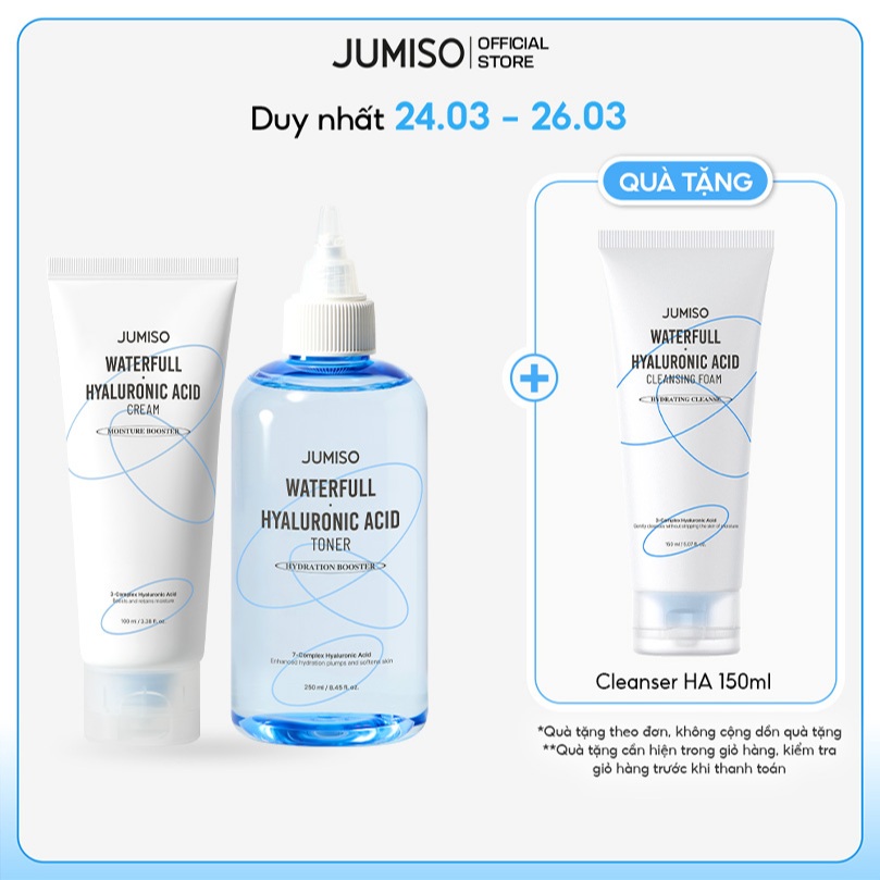 Bộ 2 sản phẩm Toner và Kem Dưỡng JUMISO Hyaluronic Acid 250ml/ 100ml dưỡng ẩm sâu, khóa ẩm tối ưu