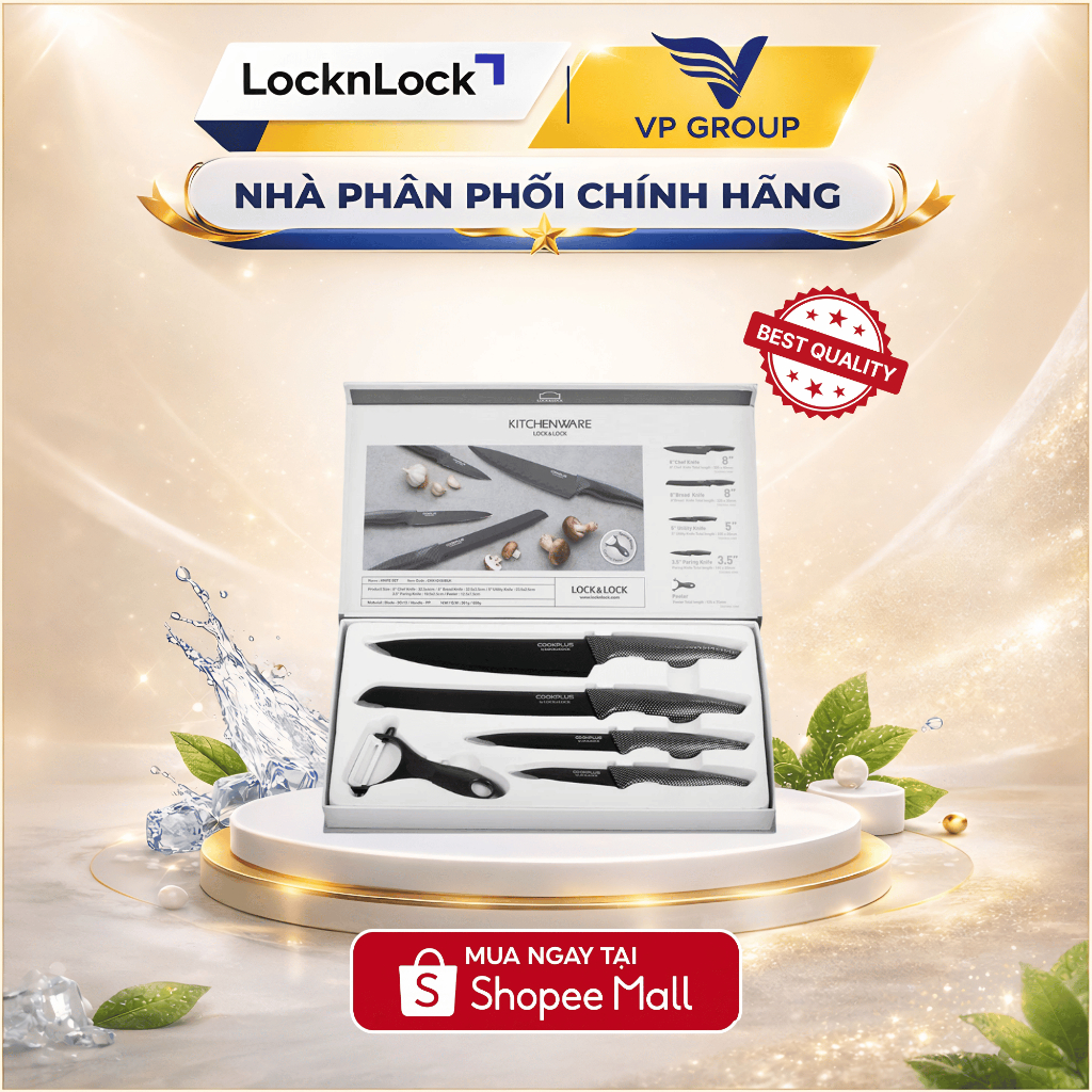 Bộ dao 4 món màu đen LocknLock, màu đen - CKK104S4