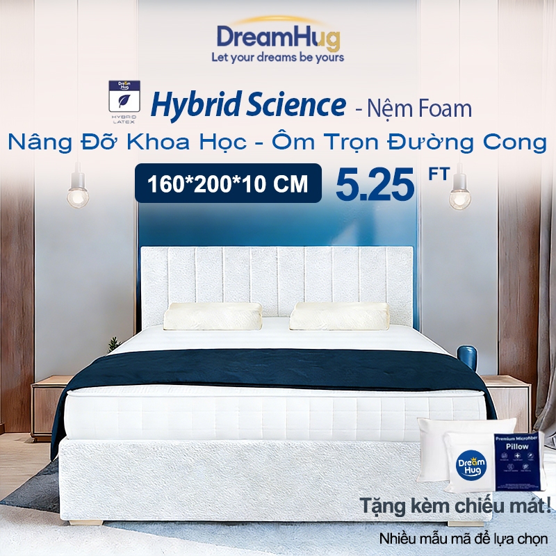 Nệm Foam DreamHug Hybrid Latex 15cm Nâng Đỡ Cột Sống 1m6x2m