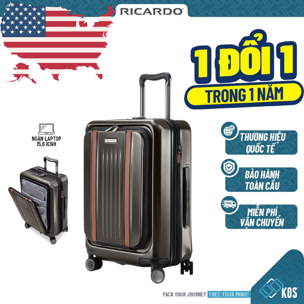 Vali kéo cao cấp RICARDO Montecito Front-Opening 2.0 (21 inch) thương hiệu MỸ ngăn đựng laptop