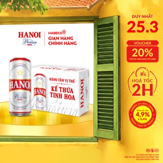 Bia Hanoi Premium - Nồng độ cồn 4,9% - Thùng 24 lon 330ml/lon
