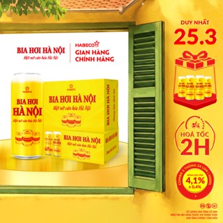Bia Hơi Hà Nội - Nồng độ cồn 4,1% - COMBO 2 Thùng 24 lon 500ml/lon