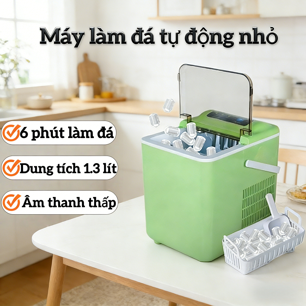 Máy làm đá mini gia đình, du lịch ngoài trời, tàu thủy, công suất nhỏ, tự động rửa sạch, dùng ký túc xá, lều trại, tạo