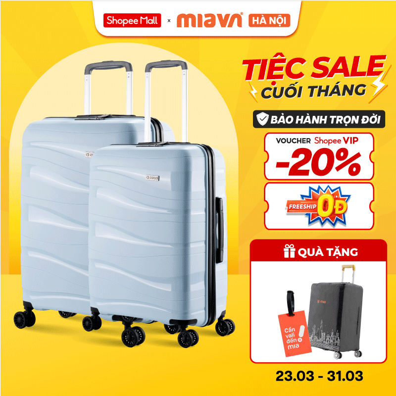 [🌸COMBO HOA HẬU] Combo 2 Vali Kéo MIA Pisani LANI - Size 20/24/28 Nhựa PP Siêu Bền, Hạn Chế Bể Vỡ - 