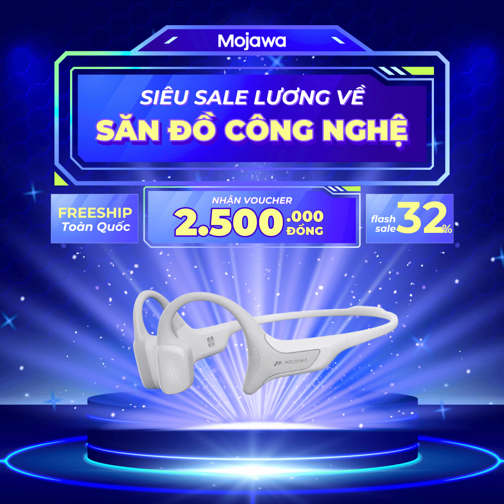Tai nghe MOJAWA HAPTIFIT TERRA Xám Bạc – Tai nghe truyền âm qua xương, Bluetooth 5.3, chống nước IP6