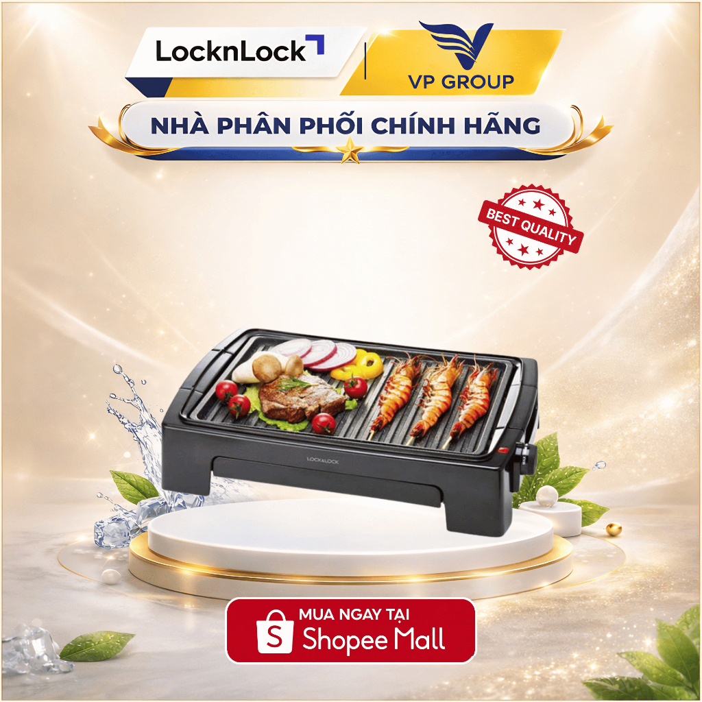 Bếp nướng điện LocknLock Electric grill pan -220-240V, 50Hz, 1300-1500W - Màu đen