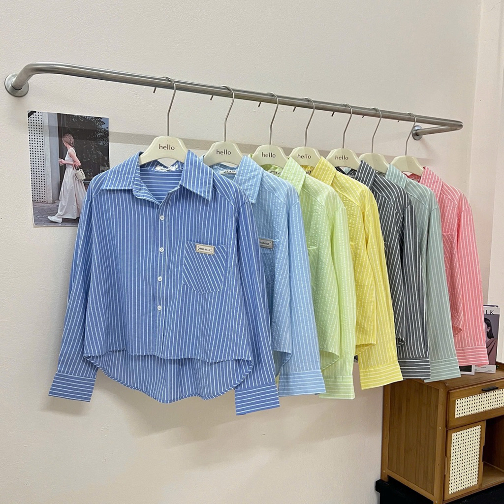 MK25 ÁO SƠ MI KẺ SỌC NHÍ QC