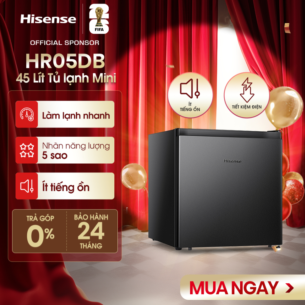 Tủ lạnh mini Hisense 45 lít HR05DB Tiết kiệm điện, Giao hàng toàn quốc