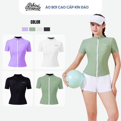 Áo bơi lẻ Nữ BIKINI PASSPORT kiểu ngắn tay tôn dáng - Xanh - BS524_XBO