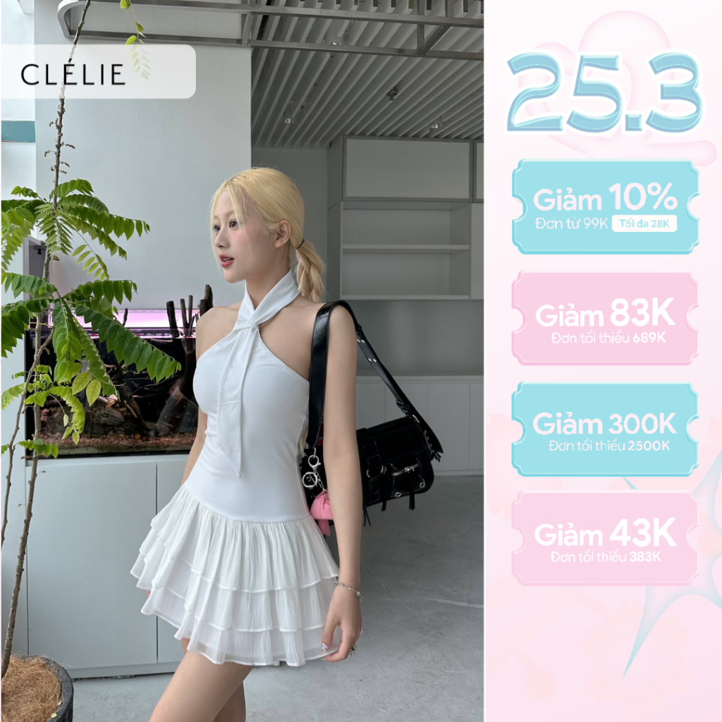 Đầm thun cà vạt phối tơ tùng xòe 3 tầng | DALIA DRESS - CLÉLIE