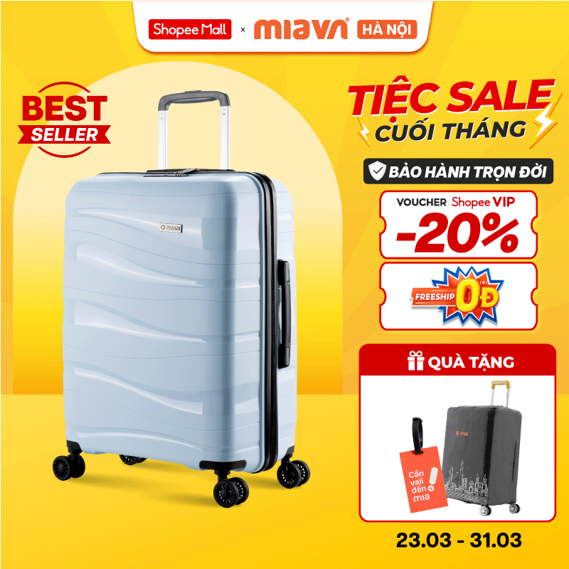 [✨BEST SELLER] Vali Kéo MIA Du Lịch Pisani LANI Size 20/24/28 Inch, Nhựa PP Dẻo Siêu Bền, Khóa TSA, 