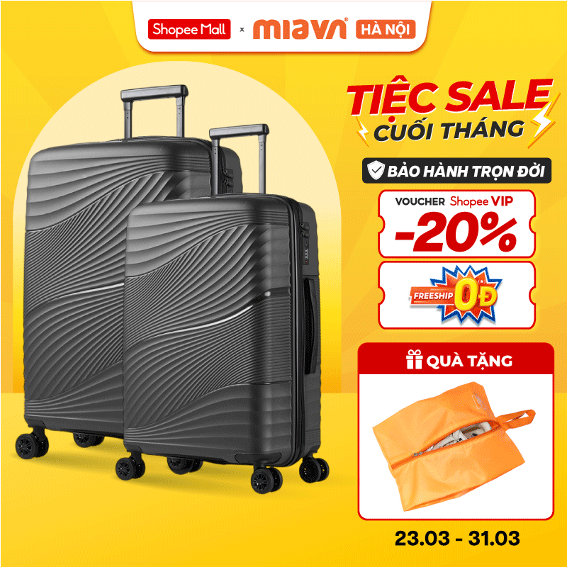 [🔥COMBO TIẾT KIỆM ] Combo 2 Vali Kéo MIA Du Lịch ZENI - Size 19/24/28, Nhựa PP Bền Bỉ, Hạn Chế Bể Vỡ