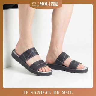 Dép nam quai ngang mol da microfiber cao cấp - dép nam thời trang đế cao su êm chân chống trơn trượt