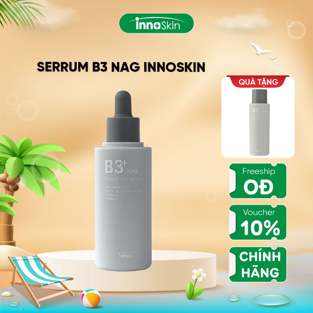 Serum B3 NIA 20% NAG Treatment Inoskin Hàn Quốc 50ml Sáng Da, Kiềm Dầu (Tặng 1 Chai Toner B3 Blemish
