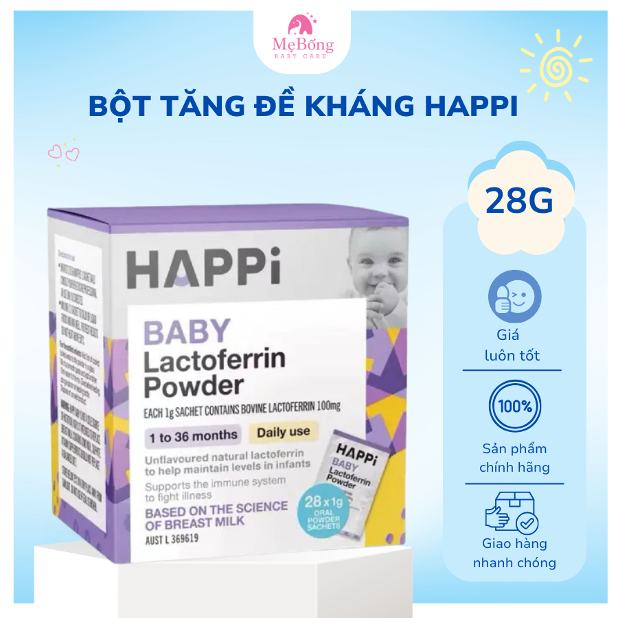 [RẺ VÔ ĐỊCH] Men Happi Baby Lactoferrin Power hộp 28 gói - Hàng Úc