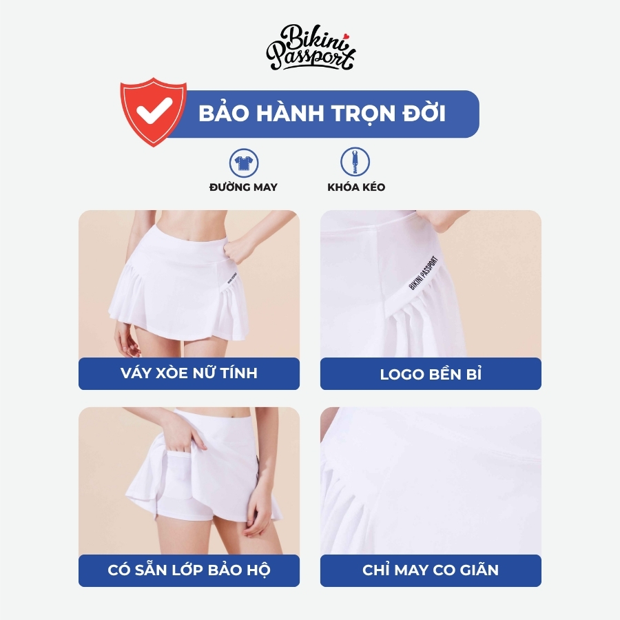 Quần bơi lẻ Nữ BIKINI PASSPORT kiểu xòe rũ - Trắng - BS526_WH | BigBuy360 - bigbuy360.vn
