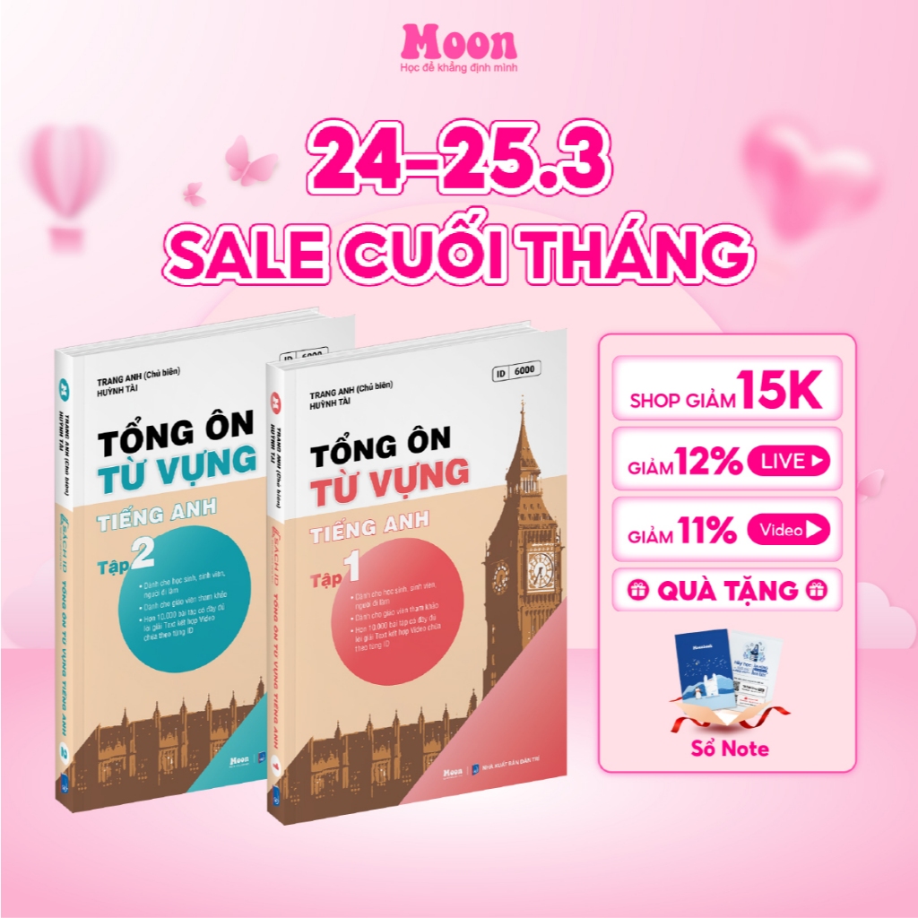 Sách Tổng ôn từ vựng tiếng anh cô Trang Anh Moonbook
