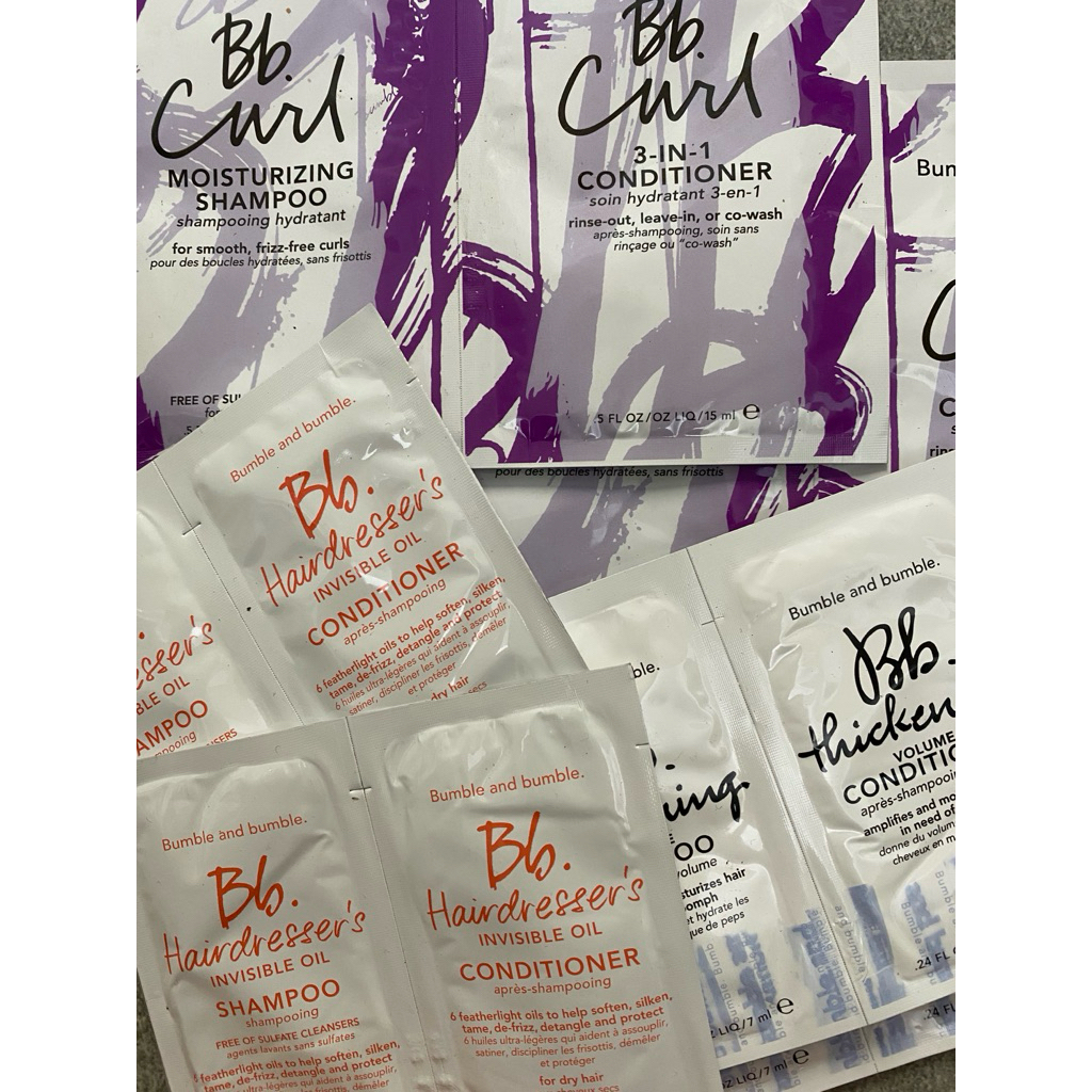 mẫu thử dầu gội và dầu xả của thương hiệu Bumble and bumble.