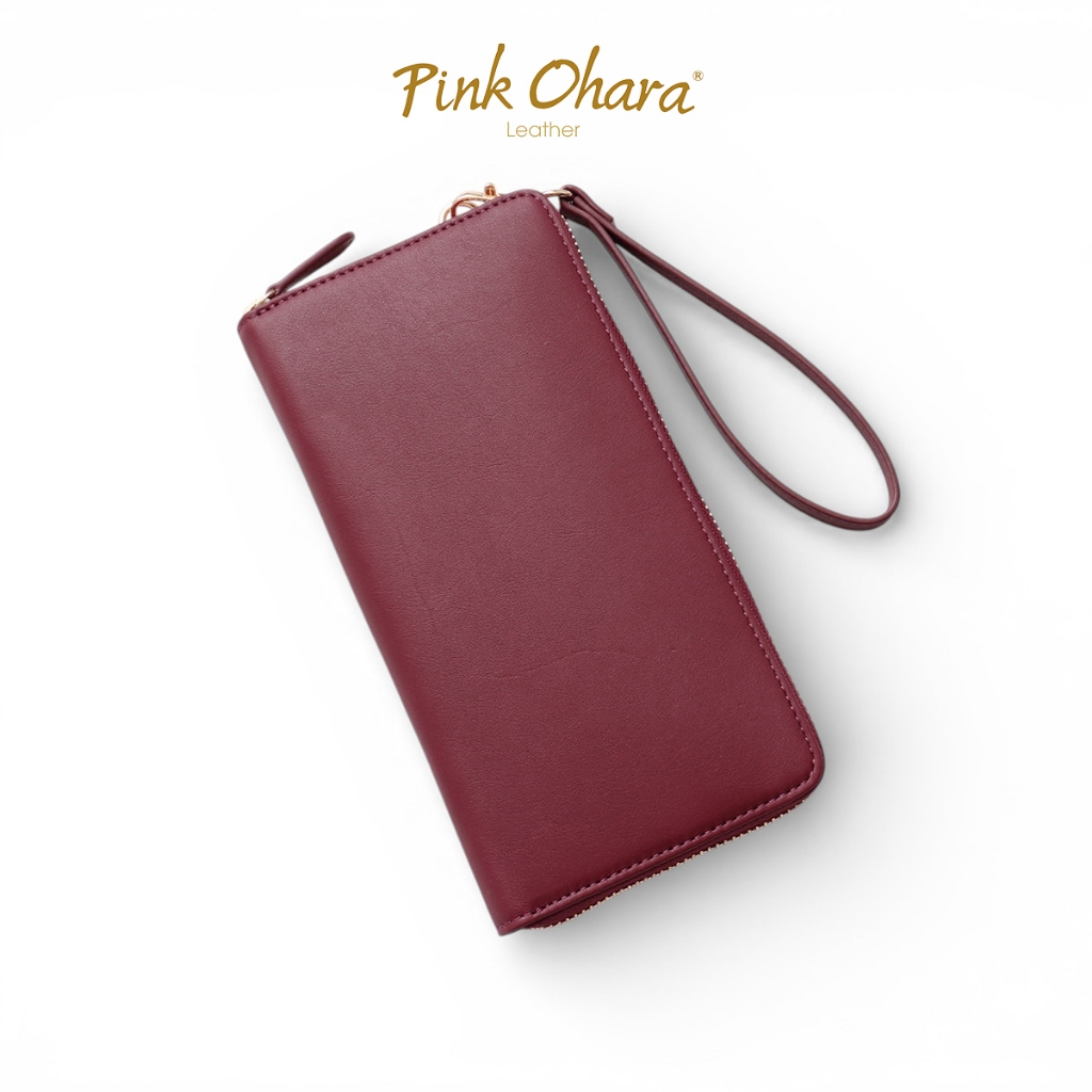 Ví Dài Cầm Tay Nam Nữ PINK OHARA Da Bò Thật