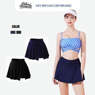 Quần bơi lẻ Nữ BIKINI PASSPORT kiểu Quần váy BIKINI PASSPORT xẻ tà tạo kiểu - Xanh - BS527_NV