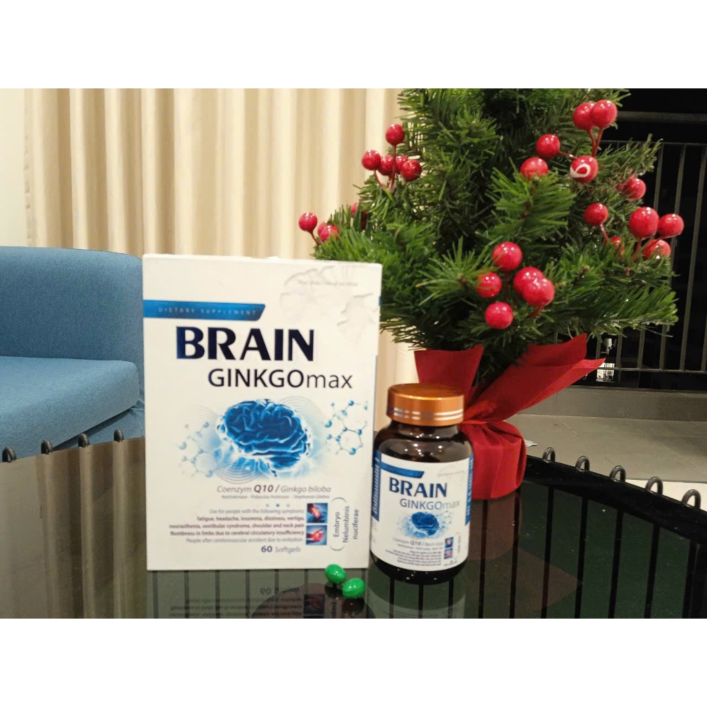 Viên uống bổ não BRAIN GINKGOmax - Hỗ trợ giảm đau đầu, mất ngủ, tiền đình & tăng cường trí nhớ (Hộp