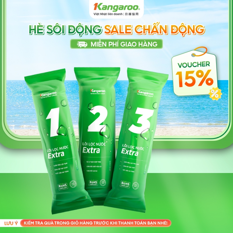 Combo bộ 3 lõi lọc thô Kangaroo số 1,2,3 dùng cho máy RO