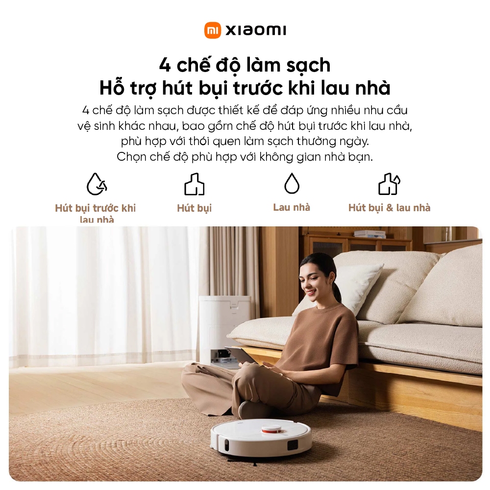 Robot hút bụi lau nhà Xiaomi Vacuum H50 - Lực hút mạnh 10,000Pa | Tự động giặt sấy khô, đổ rác - Lau xoay kép | BigBuy360 - bigbuy360.vn