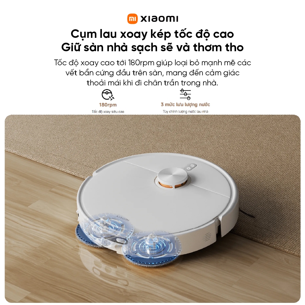 Robot hút bụi lau nhà Xiaomi Vacuum H50 - Lực hút mạnh 10,000Pa | Tự động giặt sấy khô, đổ rác - Lau xoay kép | BigBuy360 - bigbuy360.vn