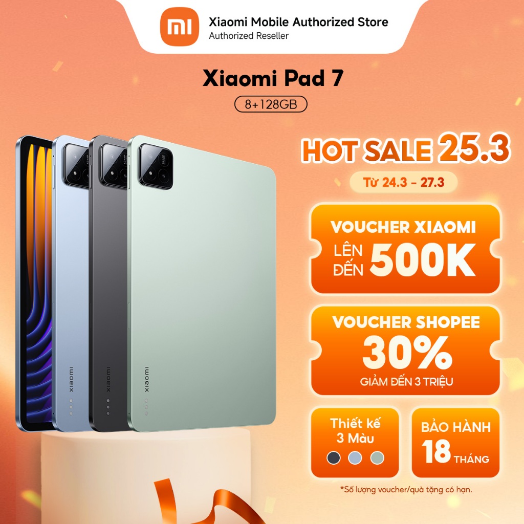 Máy tính bảng Xiaomi Pad 7 (8+128GB) | Màn hình 11.2'' 3.2K 144Hz | SD7+Gen3 | HyperAI | Pin 8850mAh